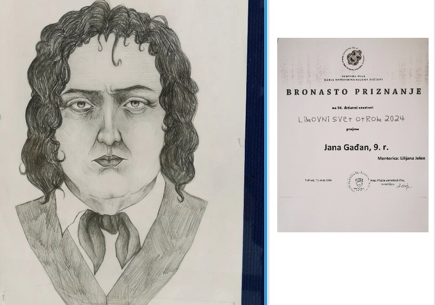 BRONASTO PRIZNANJE na likovnem področju – JANA GAĐAN, 9.b